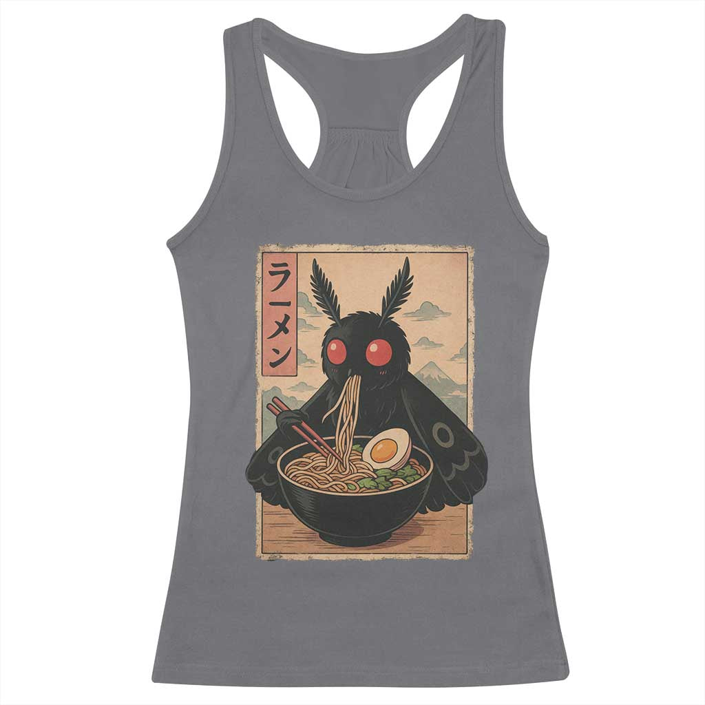 Funny Mothman Ramen Racerback Tank Top Japanese Kawaii Noodles Cryptid Retro Manga Anime TS10 Charcoal Print Your Wear