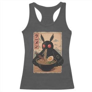 Funny Mothman Ramen Racerback Tank Top Japanese Kawaii Noodles Cryptid Retro Manga Anime TS10 Dark Heather Print Your Wear