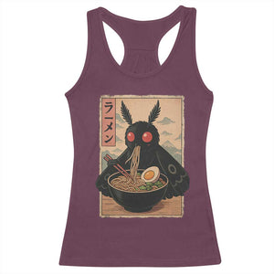 Funny Mothman Ramen Racerback Tank Top Japanese Kawaii Noodles Cryptid Retro Manga Anime TS10 Maroon Print Your Wear