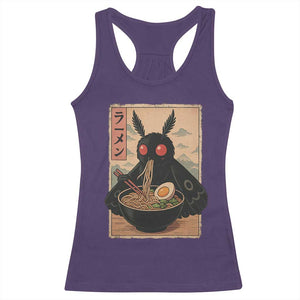 Funny Mothman Ramen Racerback Tank Top Japanese Kawaii Noodles Cryptid Retro Manga Anime TS10 Purple Print Your Wear