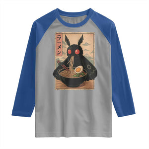Funny Mothman Ramen Raglan Shirt Japanese Kawaii Noodles Cryptid Retro Manga Anime TS10 Sport Gray Royal Print Your Wear