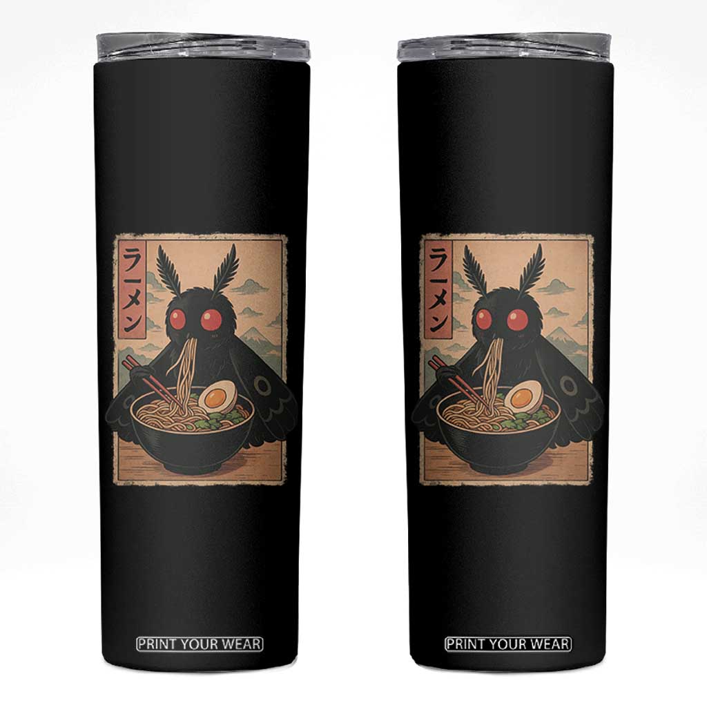 Funny Mothman Ramen Skinny Tumbler Japanese Kawaii Noodles Cryptid Retro Manga Anime TS10 Black Print Your Wear