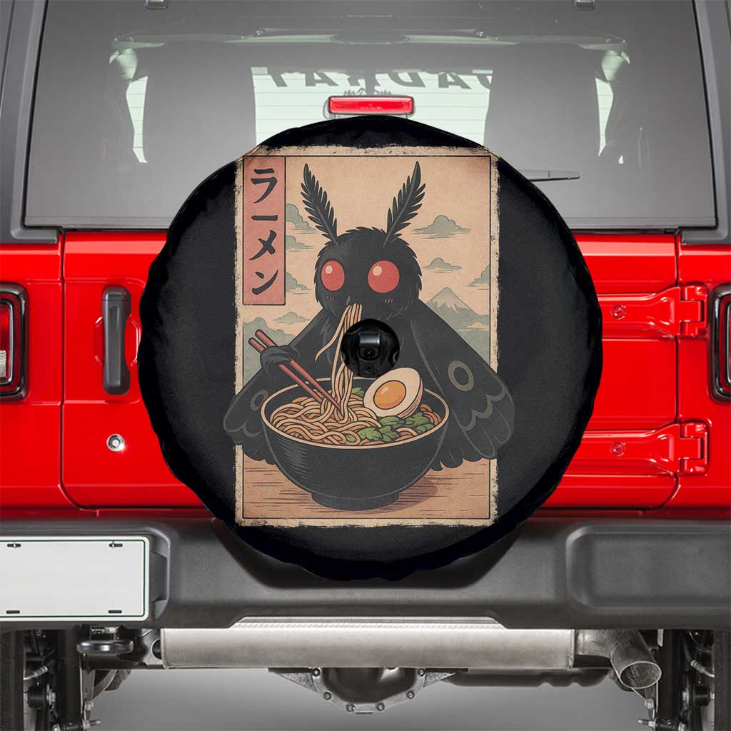 Funny Mothman Ramen Spare Tire Cover Japanese Kawaii Noodles Cryptid Retro Manga Anime TS10 Black Print Your Wear