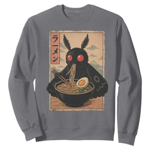 Funny Mothman Ramen Sweatshirt Japanese Kawaii Noodles Cryptid Retro Manga Anime TS10 Charcoal Print Your Wear