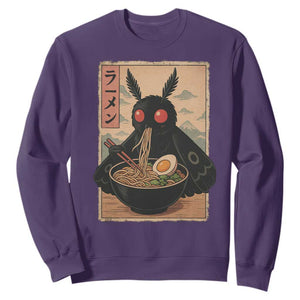 Funny Mothman Ramen Sweatshirt Japanese Kawaii Noodles Cryptid Retro Manga Anime TS10 Purple Print Your Wear