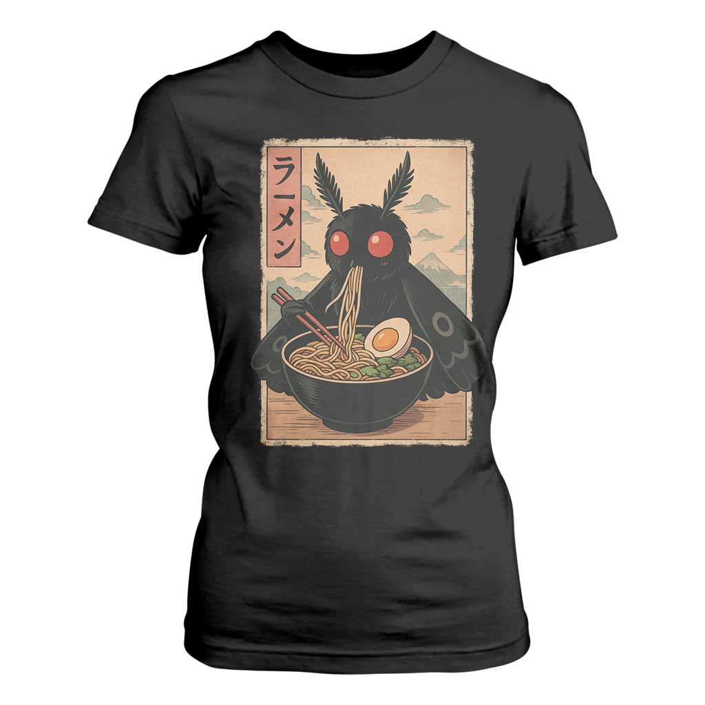 Funny Mothman Ramen T Shirt For Women Japanese Kawaii Noodles Cryptid Retro Manga Anime TS10 Black Print Your Wear
