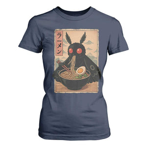 Funny Mothman Ramen T Shirt For Women Japanese Kawaii Noodles Cryptid Retro Manga Anime TS10 Navy Print Your Wear