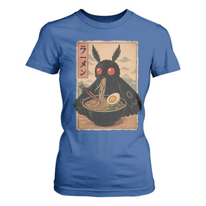 Funny Mothman Ramen T Shirt For Women Japanese Kawaii Noodles Cryptid Retro Manga Anime TS10 Royal Blue Print Your Wear