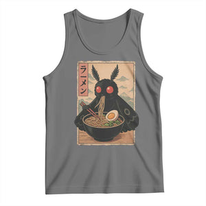 Funny Mothman Ramen Tank Top Japanese Kawaii Noodles Cryptid Retro Manga Anime TS10 Black Heather Print Your Wear