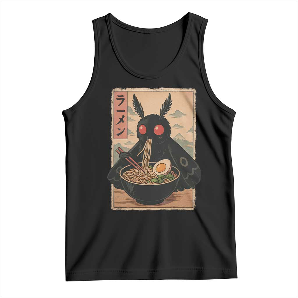 Funny Mothman Ramen Tank Top Japanese Kawaii Noodles Cryptid Retro Manga Anime TS10 Black Print Your Wear