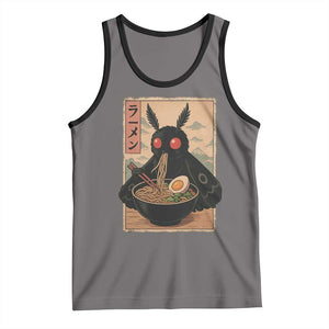 Funny Mothman Ramen Tank Top Japanese Kawaii Noodles Cryptid Retro Manga Anime TS10 Deep Heather Black Print Your Wear