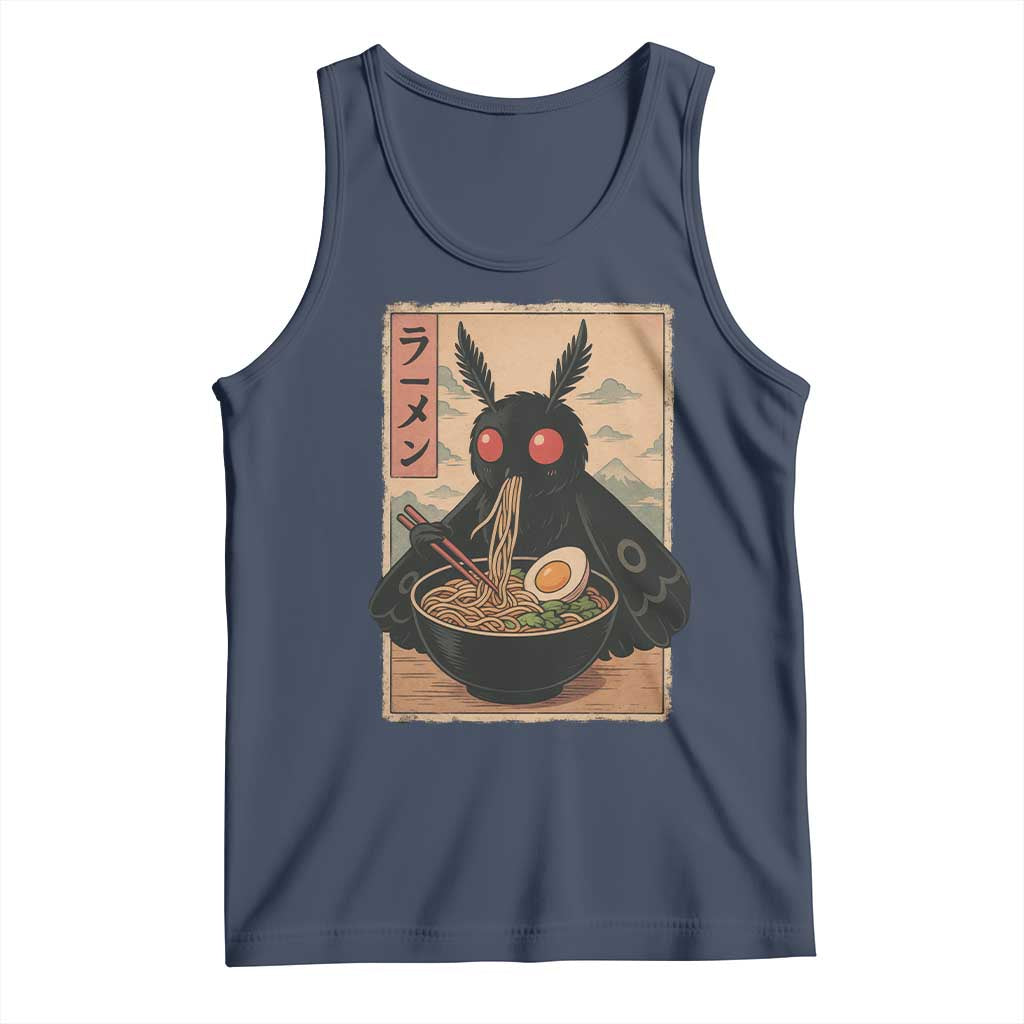 Funny Mothman Ramen Tank Top Japanese Kawaii Noodles Cryptid Retro Manga Anime TS10 Navy Print Your Wear