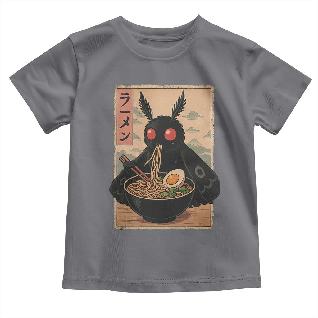 Funny Mothman Ramen Toddler T Shirt Japanese Kawaii Noodles Cryptid Retro Manga Anime TS10 Charcoal Print Your Wear