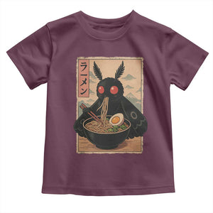 Funny Mothman Ramen Toddler T Shirt Japanese Kawaii Noodles Cryptid Retro Manga Anime TS10 Maroon Print Your Wear