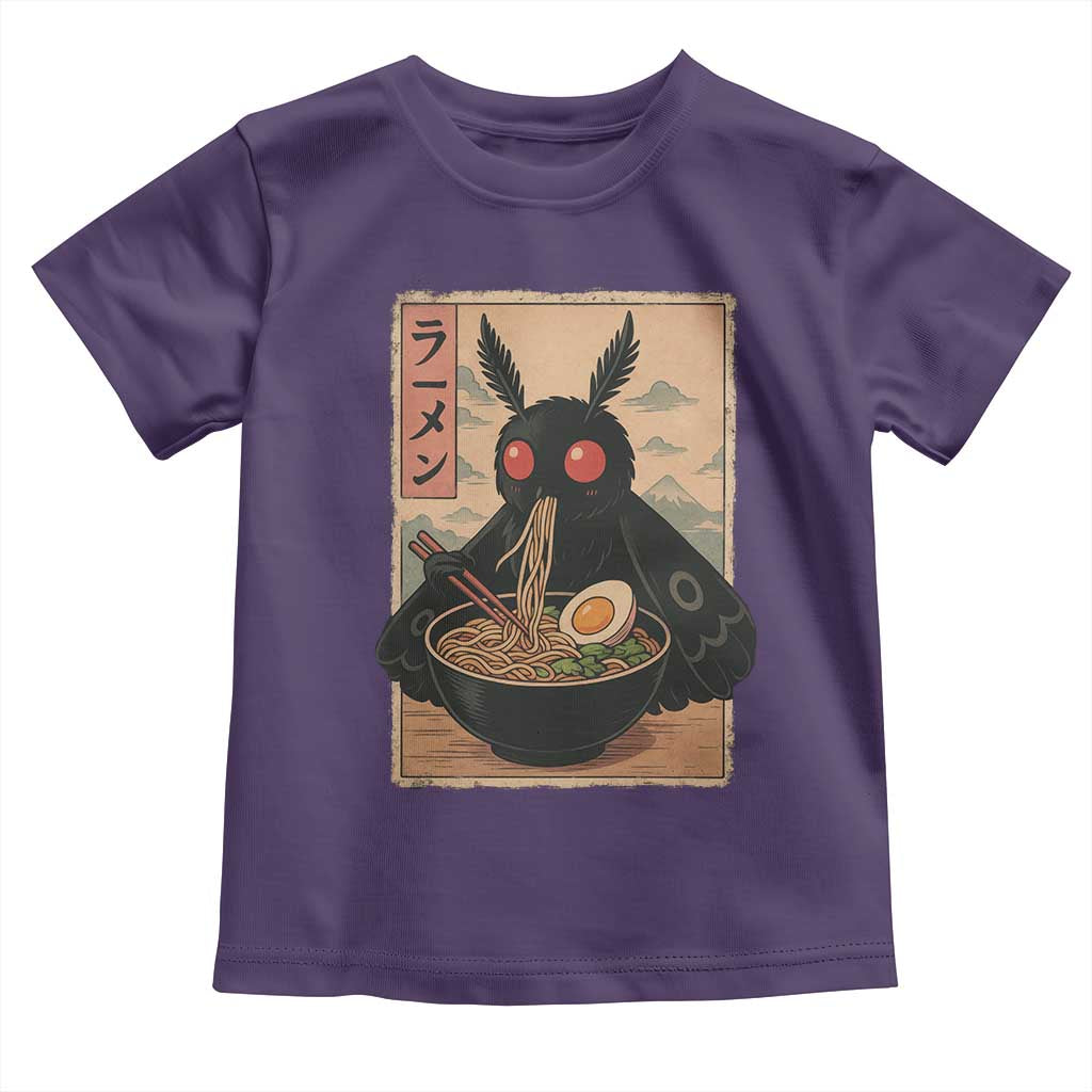 Funny Mothman Ramen Toddler T Shirt Japanese Kawaii Noodles Cryptid Retro Manga Anime TS10 Purple Print Your Wear