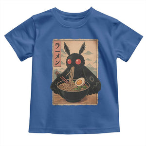 Funny Mothman Ramen Toddler T Shirt Japanese Kawaii Noodles Cryptid Retro Manga Anime TS10 Royal Blue Print Your Wear