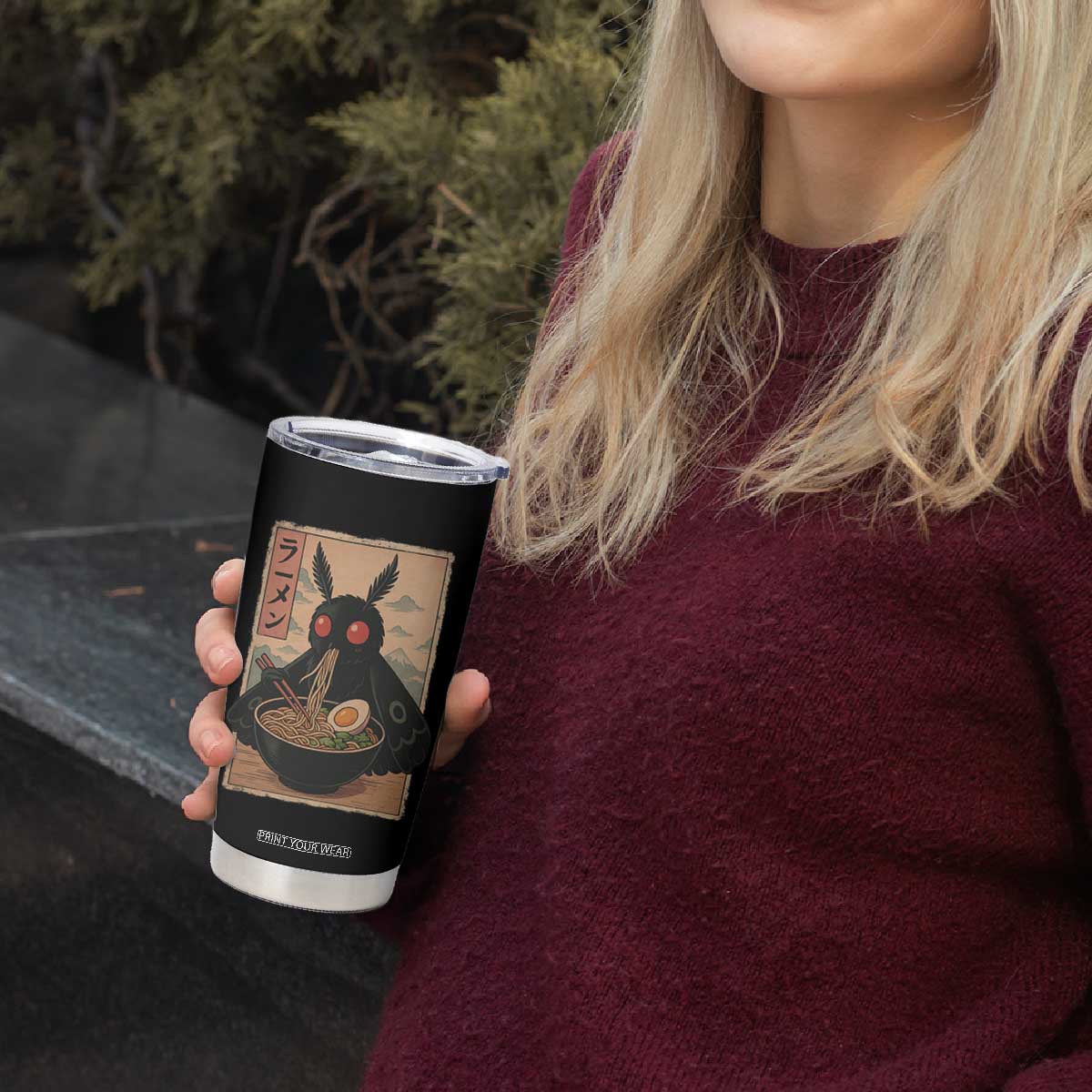Funny Mothman Ramen Tumbler Cup Japanese Kawaii Noodles Cryptid Retro Manga Anime TS10 Print Your Wear
