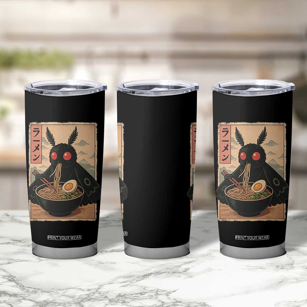 Funny Mothman Ramen Tumbler Cup Japanese Kawaii Noodles Cryptid Retro Manga Anime TS10 Print Your Wear