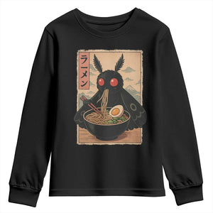 Funny Mothman Ramen Youth Sweatshirt Japanese Kawaii Noodles Cryptid Retro Manga Anime TS10 Black Print Your Wear