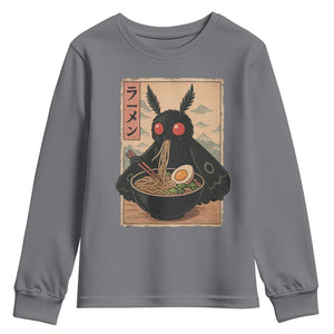 Funny Mothman Ramen Youth Sweatshirt Japanese Kawaii Noodles Cryptid Retro Manga Anime TS10 Charcoal Print Your Wear