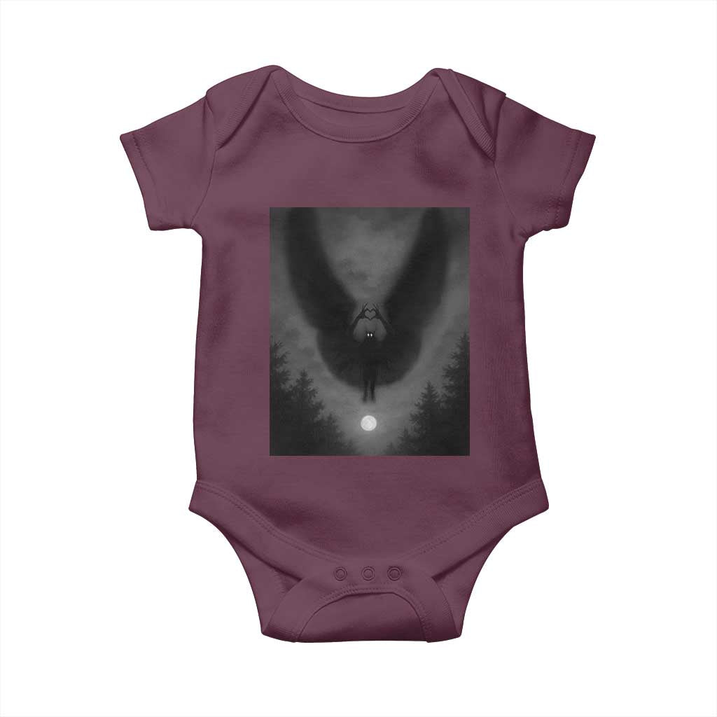 Mothman Baby Onesie Horror Poster Halloween Cryptid Lover TS10 Maroon Print Your Wear