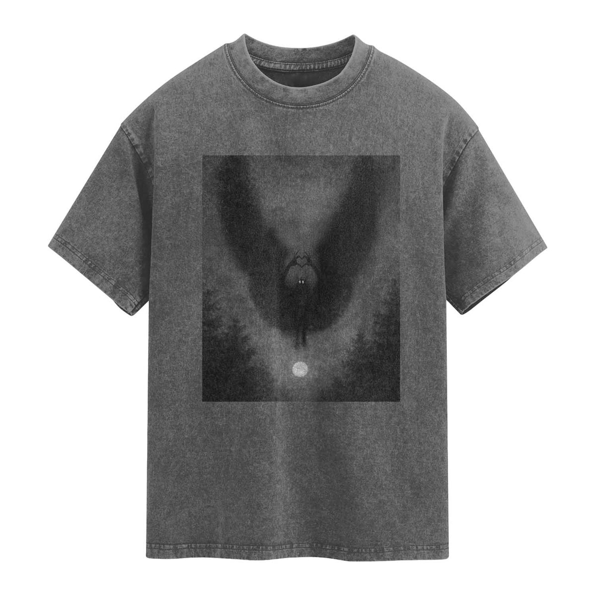 Mothman Washed Cotton T-Shirt Horror Poster Halloween Cryptid Lover