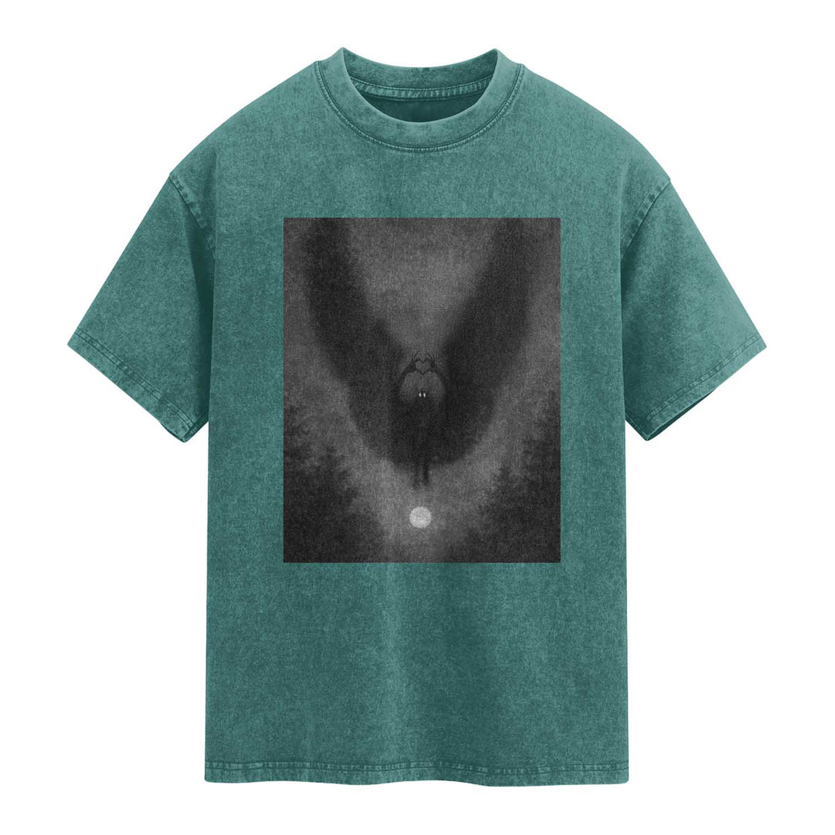 Mothman Washed Cotton T-Shirt Horror Poster Halloween Cryptid Lover
