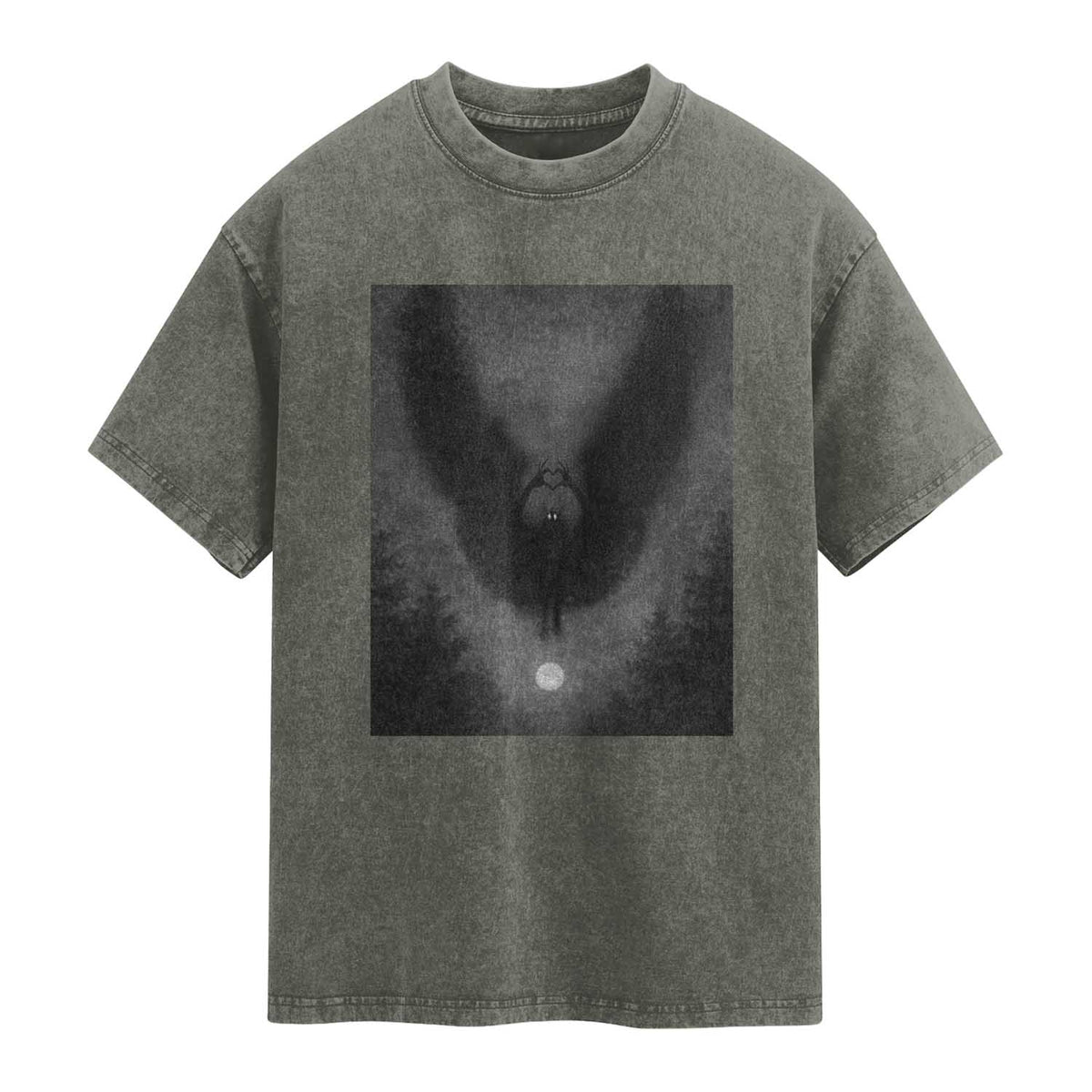 Mothman Washed Cotton T-Shirt Horror Poster Halloween Cryptid Lover