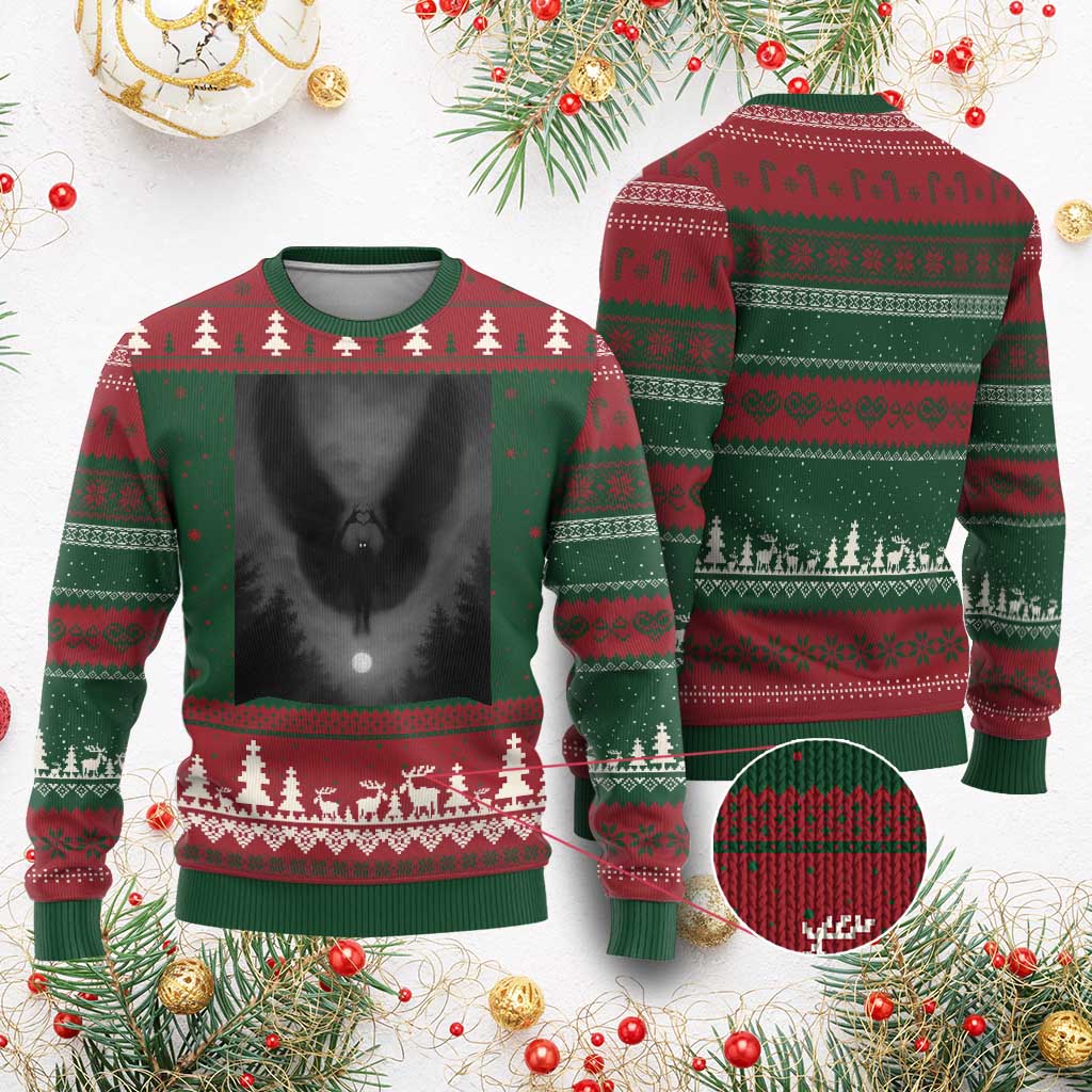 Mothman Ugly Christmas Sweater Horror Poster Halloween Cryptid Lover TS10 Red Green Print Your Wear
