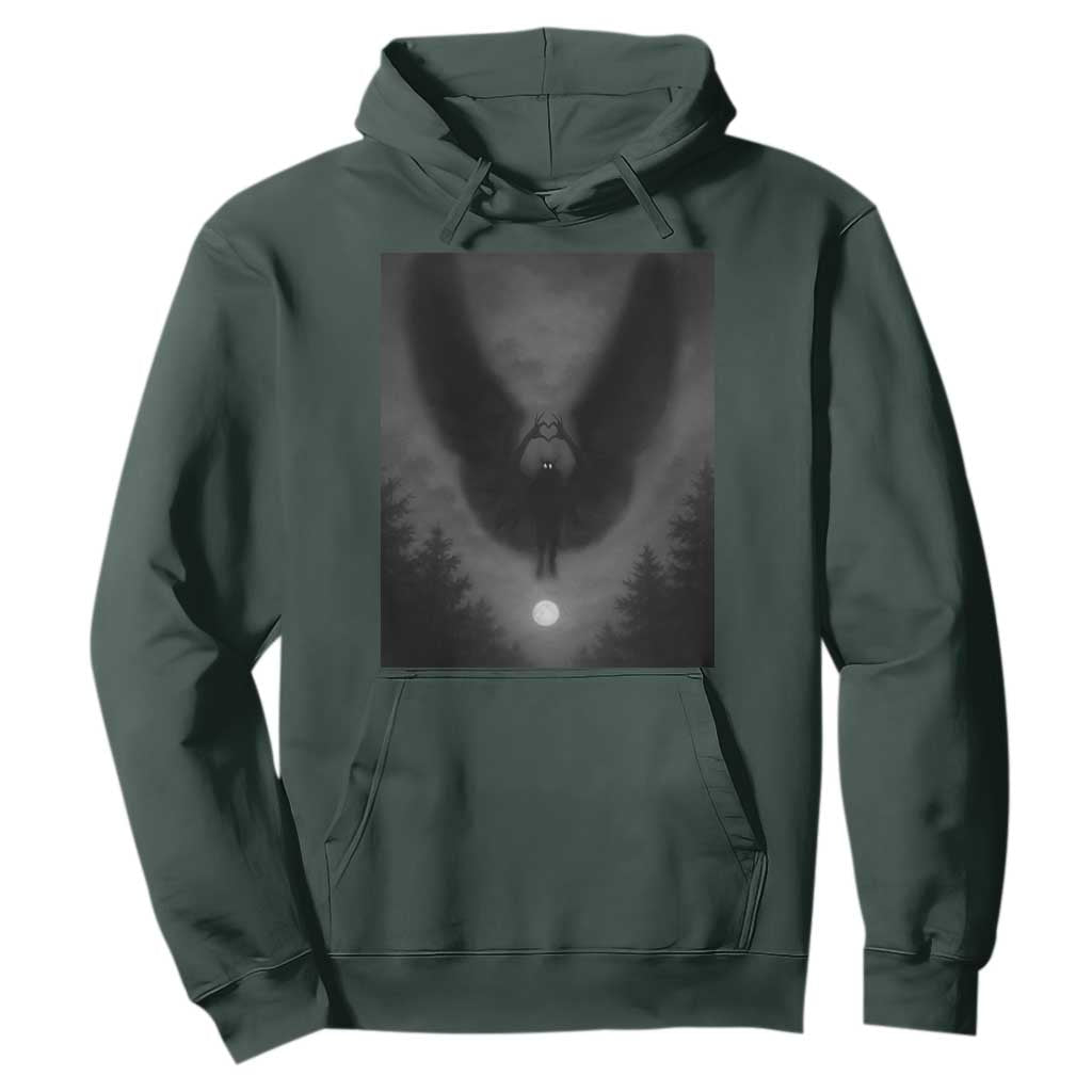 Mothman Hoodie Horror Poster Halloween Cryptid Lover TS10 Dark Forest Green Print Your Wear