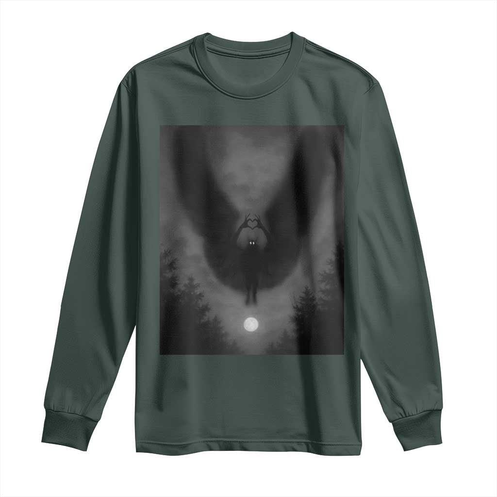 Mothman Long Sleeve Shirt Horror Poster Halloween Cryptid Lover TS10 Dark Forest Green Print Your Wear