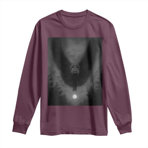 Mothman Long Sleeve Shirt Horror Poster Halloween Cryptid Lover TS10 Maroon Print Your Wear