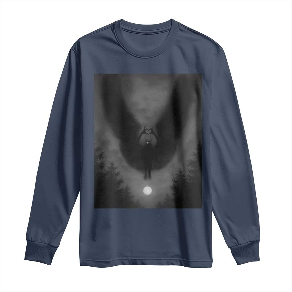 Mothman Long Sleeve Shirt Horror Poster Halloween Cryptid Lover TS10 Navy Print Your Wear