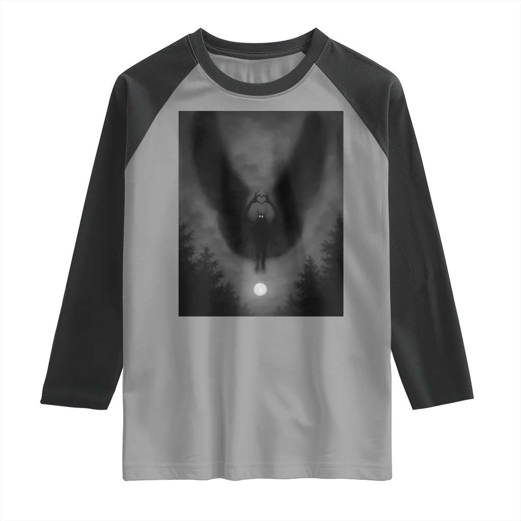 Mothman Raglan Shirt Horror Poster Halloween Cryptid Lover TS10 Sport Gray Black Print Your Wear