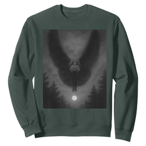 Mothman Sweatshirt Horror Poster Halloween Cryptid Lover TS10 Dark Forest Green Print Your Wear