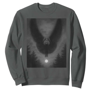 Mothman Sweatshirt Horror Poster Halloween Cryptid Lover TS10 Dark Heather Print Your Wear