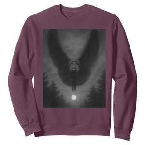Mothman Sweatshirt Horror Poster Halloween Cryptid Lover TS10 Maroon Print Your Wear