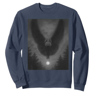 Mothman Sweatshirt Horror Poster Halloween Cryptid Lover TS10 Navy Print Your Wear