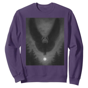 Mothman Sweatshirt Horror Poster Halloween Cryptid Lover TS10 Purple Print Your Wear