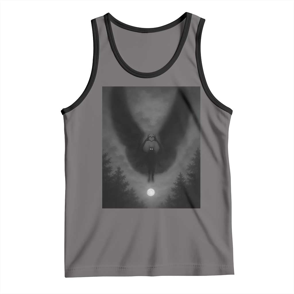 Mothman Tank Top Horror Poster Halloween Cryptid Lover TS10 Deep Heather Black Print Your Wear