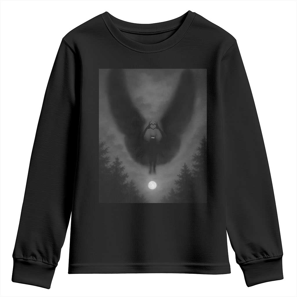 Mothman Youth Sweatshirt Horror Poster Halloween Cryptid Lover TS10 Black Print Your Wear