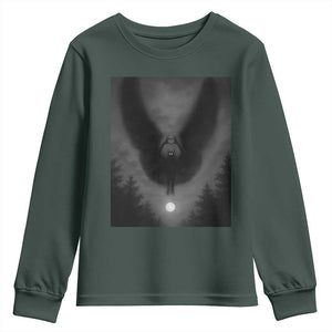 Mothman Youth Sweatshirt Horror Poster Halloween Cryptid Lover TS10 Dark Forest Green Print Your Wear