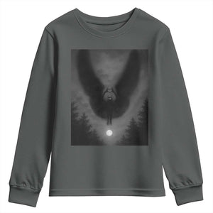 Mothman Youth Sweatshirt Horror Poster Halloween Cryptid Lover TS10 Dark Heather Print Your Wear