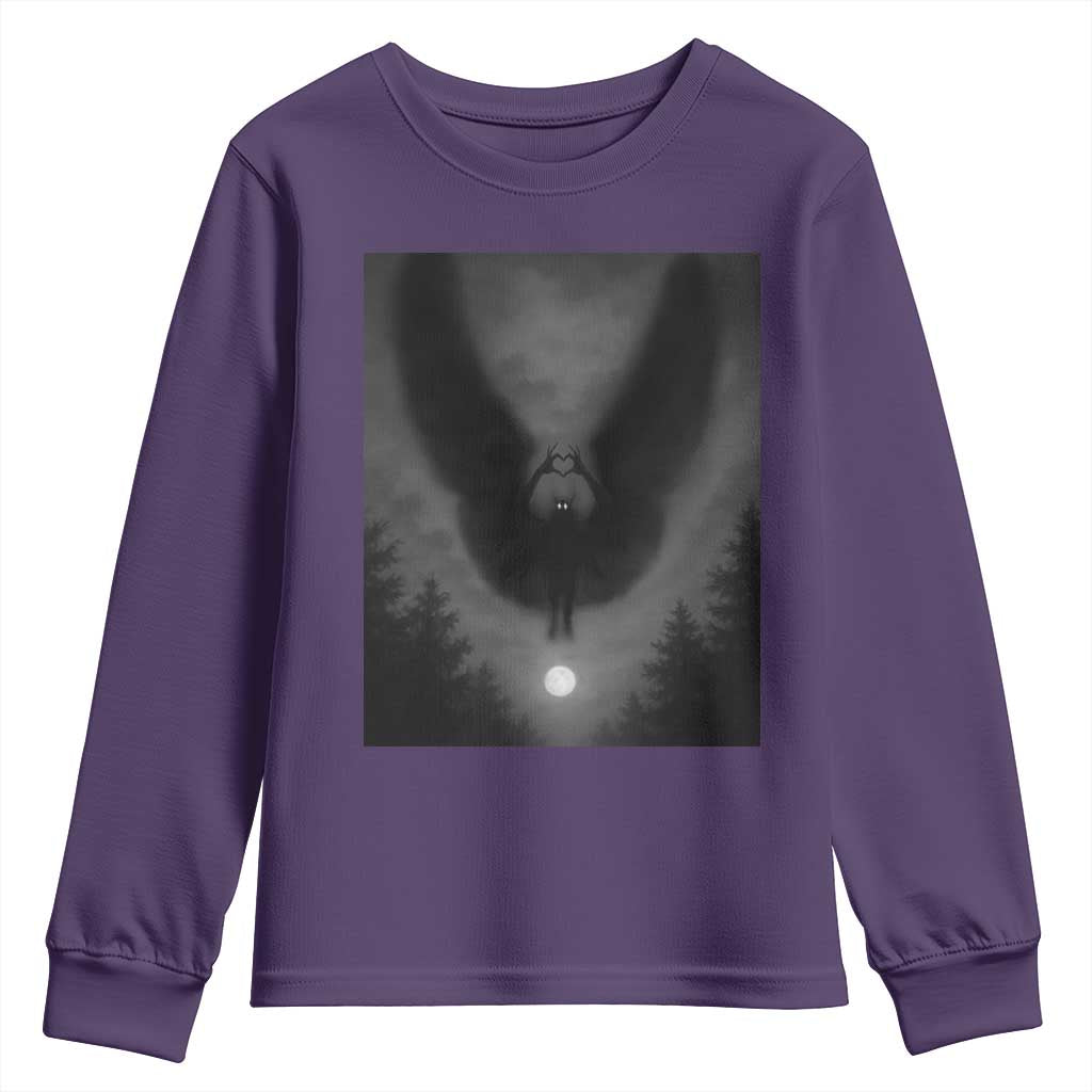 Mothman Youth Sweatshirt Horror Poster Halloween Cryptid Lover TS10 Purple Print Your Wear