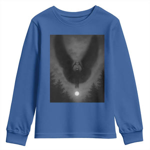 Mothman Youth Sweatshirt Horror Poster Halloween Cryptid Lover TS10 Royal Blue Print Your Wear