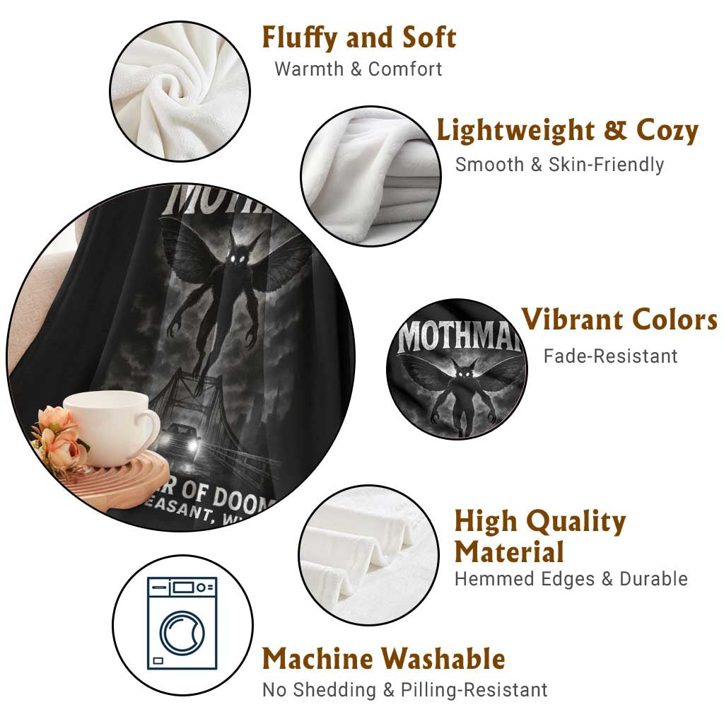 Mothman Throw Blanket Horror Poster Halloween Harbinger of Doom Cryptid Creature TS10 Print Your Wear