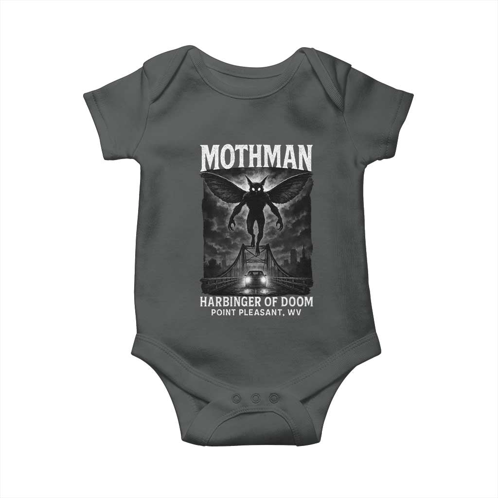 Mothman Baby Onesie Horror Poster Halloween Harbinger of Doom Cryptid Creature TS10 Dark Heather Print Your Wear