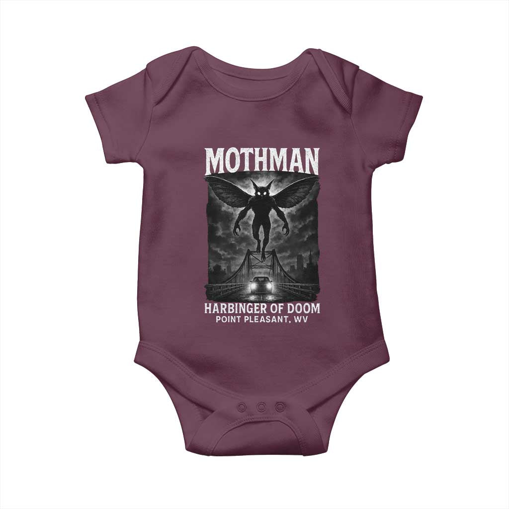Mothman Baby Onesie Horror Poster Halloween Harbinger of Doom Cryptid Creature TS10 Maroon Print Your Wear