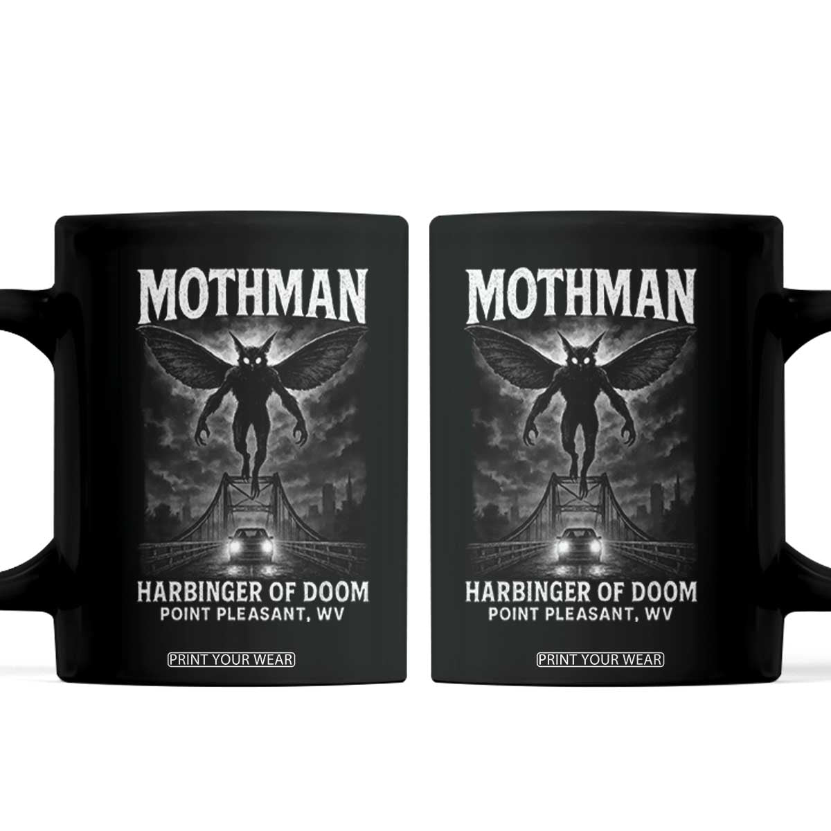 Mothman Coffee Mug Horror Poster Halloween Harbinger of Doom Cryptid Creature TS10 Black Print Your Wear