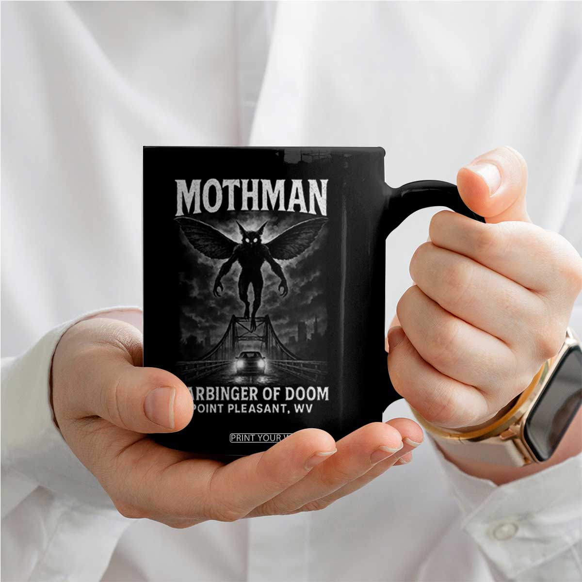 Mothman Coffee Mug Horror Poster Halloween Harbinger of Doom Cryptid Creature TS10 Print Your Wear